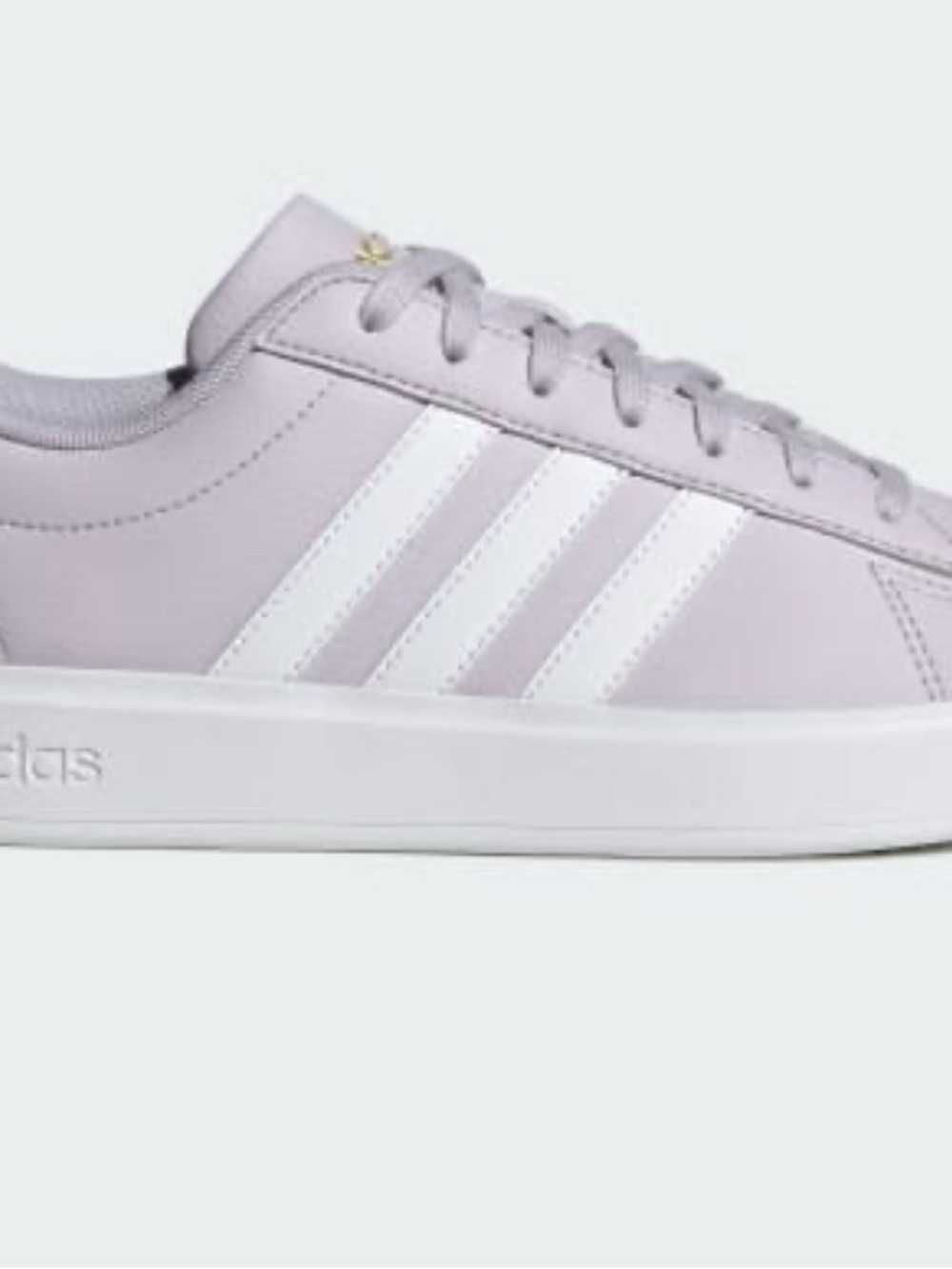 adidas Women's Lilac Leather Grand Court Sneaker with White Stripes